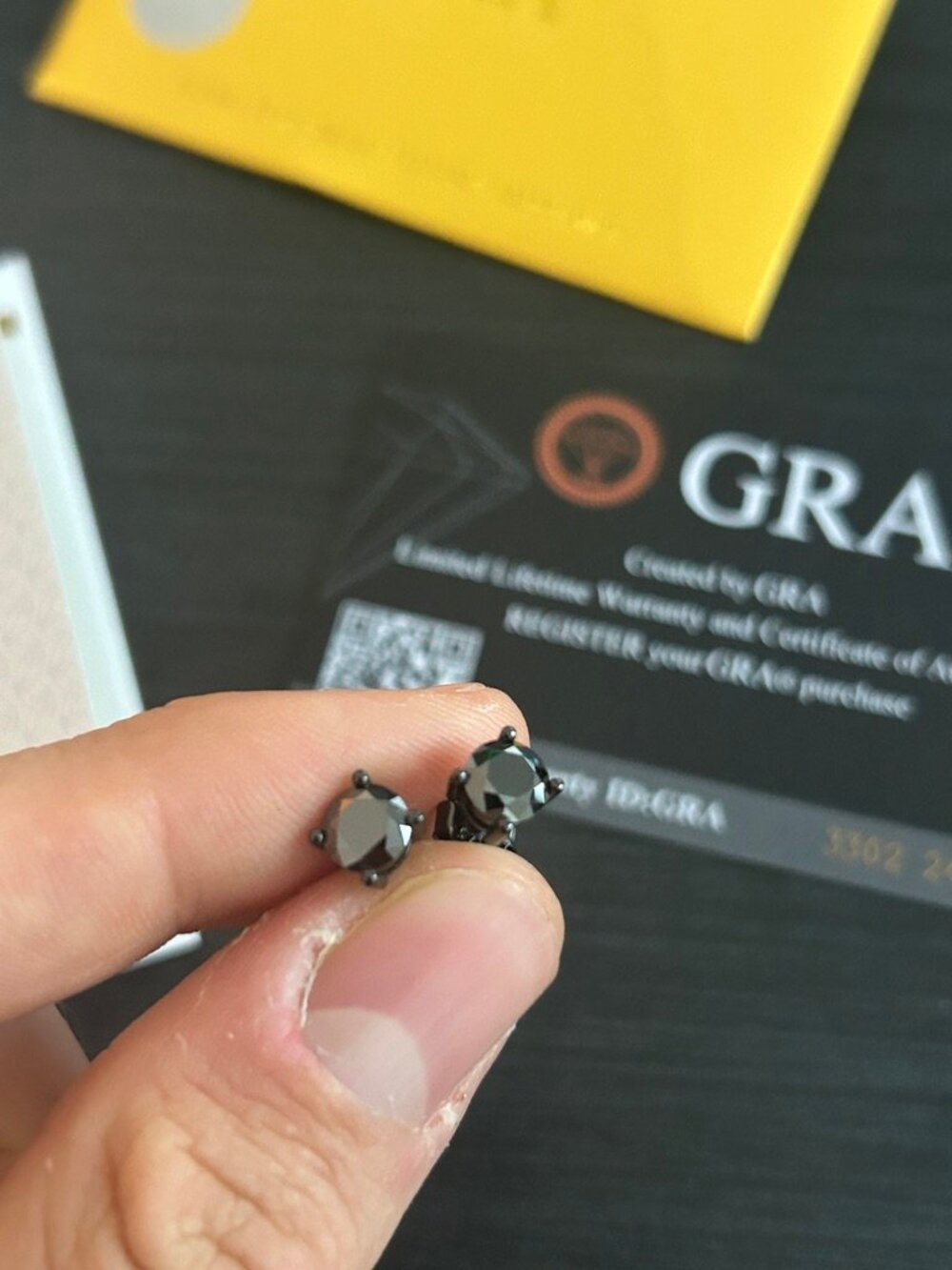 Black Moissanite Stud Earrings Silver 4 Prong Unisex GRA VVS1